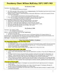 Presidency Chart William Mckinley 25th 1897