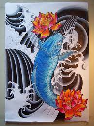 Blue Koi With Lotus By Elbaco On Deviantart Blue Koi Koi Tattoo Koi Tattoo Design