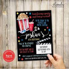Movie Night Birthday Invitation For A Boy Cinema Invitation Etsy In 2020 Movie Night Birthday Party Birthday Invitations Movie Birthday Party