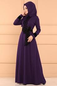 Modaselvim Elbise Flok Baskili Elbise Pl859 Mor Fashion Abaya Fashion Muslimah