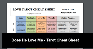 Download các file tương tự. Does He Love Me Tarot Cheatsheet Veil Of Psychic Tarots