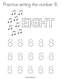 Practice Writing The Number 8 Coloring Page Twisty Noodle Writing Practice Teaching Kids To Write Numbers Preschool