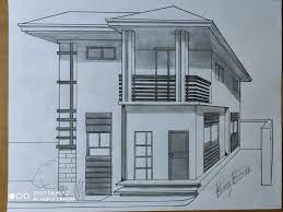 Modern house drawing perspective floor plans design. First Attempt Drawing A Modern Philippine House By Bigboarph On Deviantart