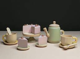 Tea Set Dawn In The Forest Wooden Play Kitchen Wooden Etsy Wooden Tea Set Wooden Play Kitchen Play Kitchen