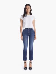 Women S Mid Rise Dazzler Ankle On The Edge Straight Cut Jeans Mother Denim