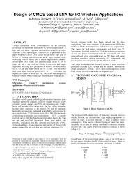 Pdf Design Of Cmos Based Lna For 5g Wireless Applications