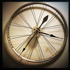 I Found This Gold Colored Bontrager Bike Wheel In The Dark Corner Of A Bike Shop S Recycling Area And Just Knew I Coul Wheel Clock Bicycle Lights Bicycle Wheel