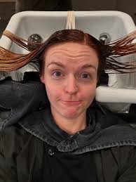 The after shot and the during 😂 Fire 🔥 thank you @styledbydeyja for  keeping me looking fresh! Appreciate you ❤️ #hair #redhead #freshhair