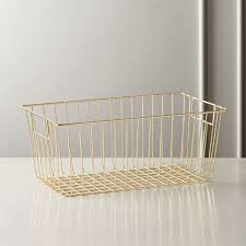 Roscoe Small Rectangle Metal Basket Reviews In 2020 Metal Baskets Gold Basket Decor Small Storage Basket