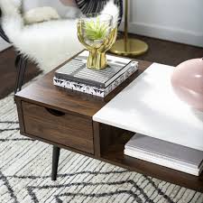 Noguchi style glass triangle coffee table black, cherry, dark / mid walnut, nat. 42 Wood And Faux Marble Coffee Table Dark Walnut