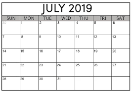 July 2019 Calendar Template Calendar Printable Calendar July Printable Calendar