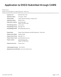 Application to DHCD Submitted through CAMS
