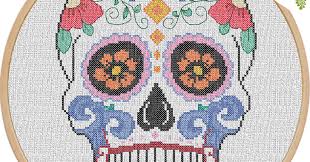 Pdf pattern with black and white symbols pdf pattern with color symbols information about strands and symbols. Hancock S House Of Happy Halloween Week Dia De Muertos Calaveras Day Of The Dead Free Sugar Skull Cross Stitch Pattern To Download