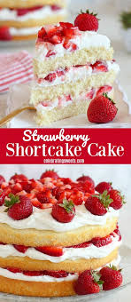 Strawberry Shortcake Cake A Fluffy Vanilla Sponge Cake Filled With Layers Of Whipped Cream Frosting A Strawberry Cake Recipes Shortcake Cake Shortcake Recipe