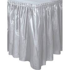 Silver Plastic Party Table Skirt 14ft Walmart Com In 2020 Table Skirt Silver Table Plastic Tables