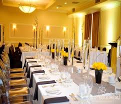 Black And Silver Wedding Black Yellow Silver And White Wedding Reception Www Unicodecor Com Yellow Centerpieces Chivari Chairs White Weddings Reception
