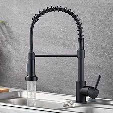 Check spelling or type a new query. Ravinte Commercial Matte Black Kitchen Faucet With Sprayer Single Handle Spring Spout Faucets Pull Down Sprayer Solid Kitchenfaucets Com