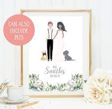 Wedding Gift Personalised Couple Illustration Custom Wedding Etsy Wedding Prints Personalized Wedding Gifts Couple Illustration Wedding