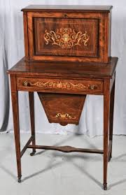 Antique Rosewood Inlaid Sewing Table Desk Inlaid Bone Vintage Sewing Box Sewing Table Antique Desk