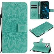 Embossing Sunflower Leather Wallet Case For Iphone 12 Pro Max 6 7 Inch Green Iphone 12 Pro Max 6 7 Inch Cases Guuds In 2020 Leather Wallet Case Wallet Case Iphone Cases