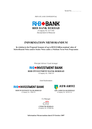 Many car finance agreements are actually hire purchase agreements. Rhb Bank Berhad Information Memorandum