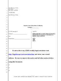 California provides guidelines for the calculation of child support which takes into consideration the ratio of time each parent spends with the children. Sample Points And Authorities In Support Of Osc To Modify Child Support In California Child Support Marriage