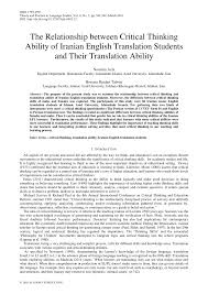 Pdf The Relationship Between Critical Thinking Ability Of Iranian English Translation Students And Their Translation Ability