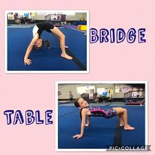 On blue mat with white background. Skill Of The Week What S A Bridge Jump Start Gymnastics