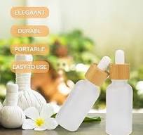 4 Pack Frosted Glass Dropper Bottles,Essential Oil Bottles With Eye Dropper And Bamboo Lids Perfume Sample Vials Essence Liquid Cosmetic Containers ...