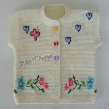 Tunus Yelek Orgu Susleme Cicek Kalp Baby Knitting Patterns Krose Orgu