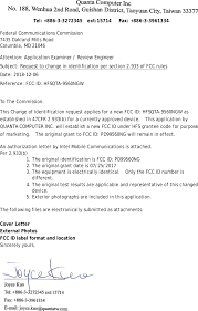 A business letter is a formal way of communication and that is why it requires a special format. Qta 9560ngw Intel Mobile Communications Cover Letter Request For Change Id Quanta Computer