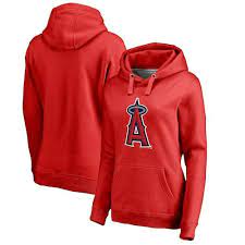 Los Angeles Angels Women S Plus Sizes Primary Logo Pullover Hoodie Red Red Hoodie Hoodies Mom Hoodies