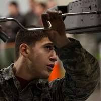 Lance Cpl. Troy Page (right), from Blythe, Calif.,