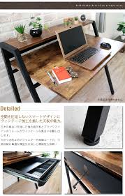 楽天市場 ワークデスク 引出し付き 机 北欧 パソコンデスク 書斎机 棚付き 収納 スチール脚 木製 コンパクト ブラウン ナチュラル アンティーク調 古木風 ヴィンテージ ビンテージ 在宅ワーク 在宅勤務 自宅 おしゃれ シンプル ikikagu イキカグ 書斎 机