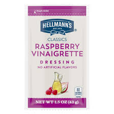 Water, sugar, distilled vinegar, salt, cucumber juice, raspberry juice concentrate, xanthan gum, onion, vegetable juice added for color, natural flavor, . Amazon Com Hellmann S Classics Raspberry Vinaigrette Salad Dressing Portion Control Sachets Gluten Free No Artificial Flavors Or High Fructose Corn Syrup Colors From Natural Sources 1 5 Oz Pack Of 102 Grocery