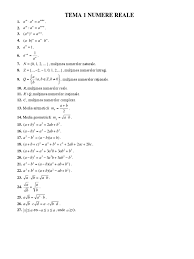 Calcul cu numere reale reprezentate prin litere. Tema 1 Numere Reale Formuleee