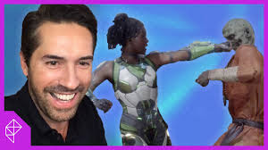 Reviewing video game action scenes with a real action star