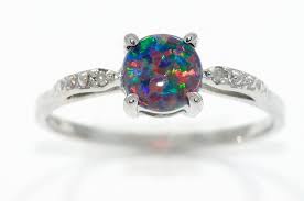 Black Opal Diamond Round Ring Gift For Her Fashion Jewelry Etsy Engagement Rings Opal Black Opal Engagement Ring Sterling Silver Diamond Rings