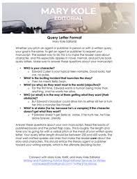 You have to make this short and sweet, and. Query Letter Format Kidlit