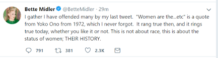 The latest tweets from @bettemidler Bette Midler Apologizes For Calling Women The N Word Of The World