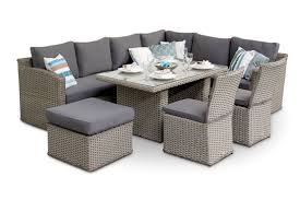 On trend rattan garden sofa sets at affordable prices. Chelsea Rattan Sofa Corner Dining Set With Dining Chairs Grey