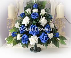 Maybe you would like to learn more about one of these? Wedding Flowers Pedestal Arrangement For Church Or Venue In Royal Blue And Ivory Ebay