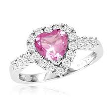 Pink Sapphire Heart Ring Heart Shaped Rings Heart Shaped Diamond Engagement Ring Heart Engagement Rings