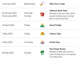 Bengali calendar chinese calendar gregorian calendar hebrew calendar indian national calendar iranian calendar islamic calendar julian calendar sikh calendar tamil calendar vikram samvat. S Pore To Have 7 Long Weekends In 2020 Mothership Sg News From Singapore Asia And Around The World