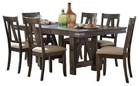 Choose from stunning tables, chairs and sideboards to create your perfect dining room. 7 Piece Mirkwood Industrial Dining Set Table 6 Chair Rustic Brown Transitional Dining Sets By Amoc Houzz