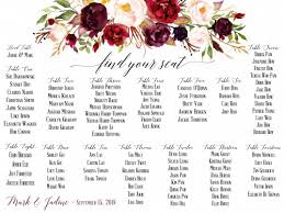 floral seating chart for wedding digital design