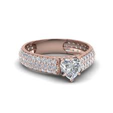 30 day return on all orders. Heart Shaped Milgrain Multi Row Pave Diamond Engagement Ring In 14k Rose Gold Fascinating Diamonds