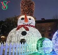 Outdoor Commercial Christmas Decorations Giant 3D Snowman Motif Lights