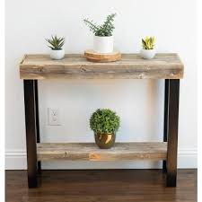 Del Hutson Designs Roland Small Console Table Natural With Black Metal Legs Small Natural Small Console Tables Natural Wood Console Table Wood Console Table