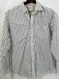 Black And White Striped Button Up Shirt Ln Men S Lacoste 42 Fr Cotton White Gray Striped Long Sleeve Button Up Shirt Striped Long Sleeve Shirts Button Up Shirts
